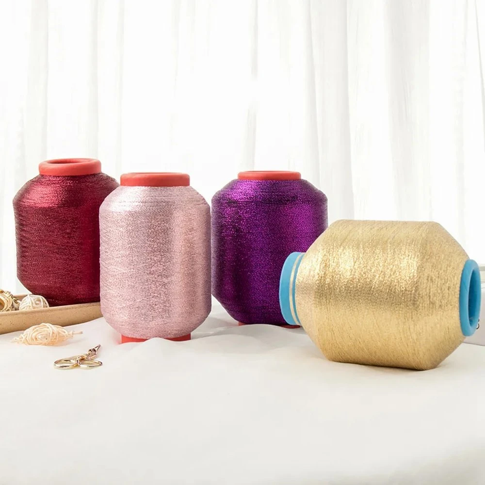 Wholesale Prices High Tenacity Multi Color Metallic Yarn Mh Type Glitter Yarn Luxury Knit Metallic Thread