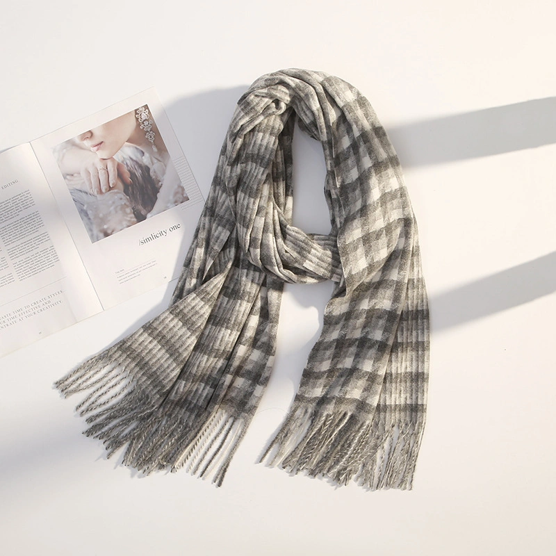 Nouvelles de l'automne et hiver laine douce chaude femmes Plaid long foulard épais
