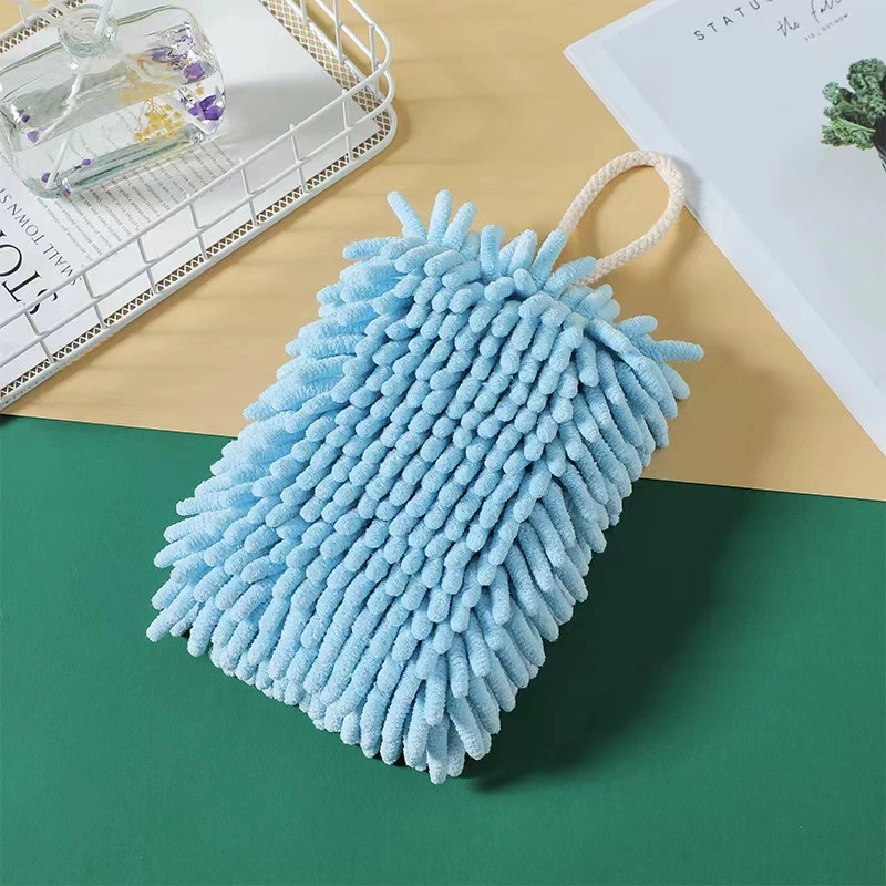 Household Kitchen Bathroom Water-Absorbing Quick-Drying Chenille Hand Towel