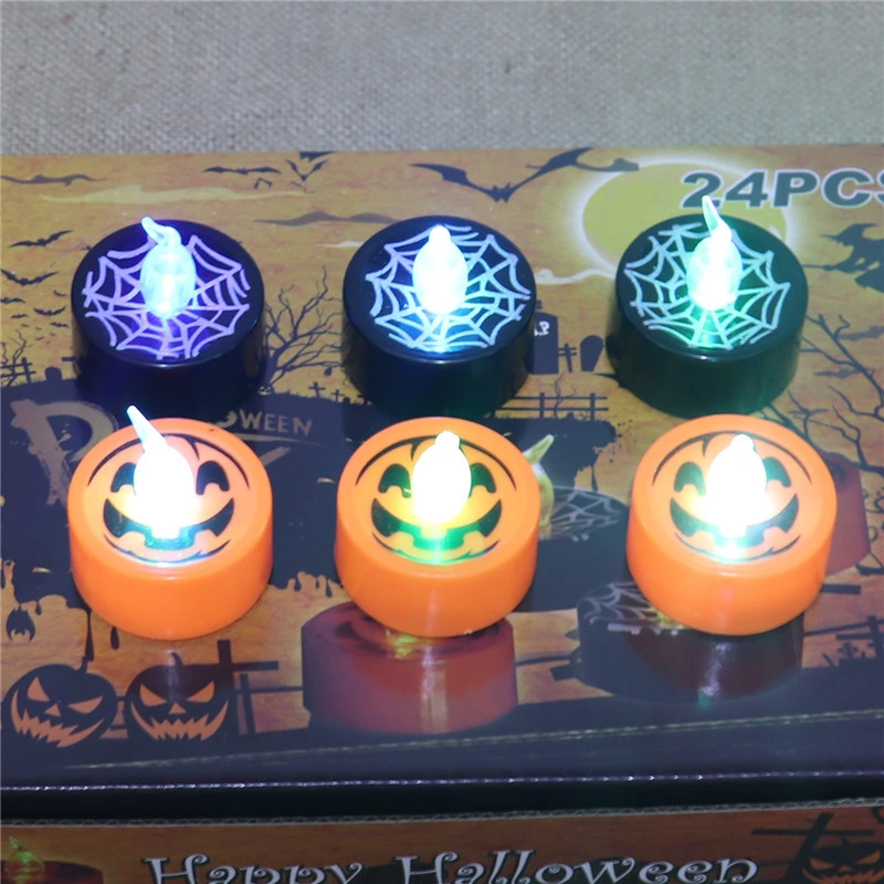 Luz Orange Jack-o-Lantern operada a bateria para decoração Halloween velas sem chamas Para decoração de abóbora