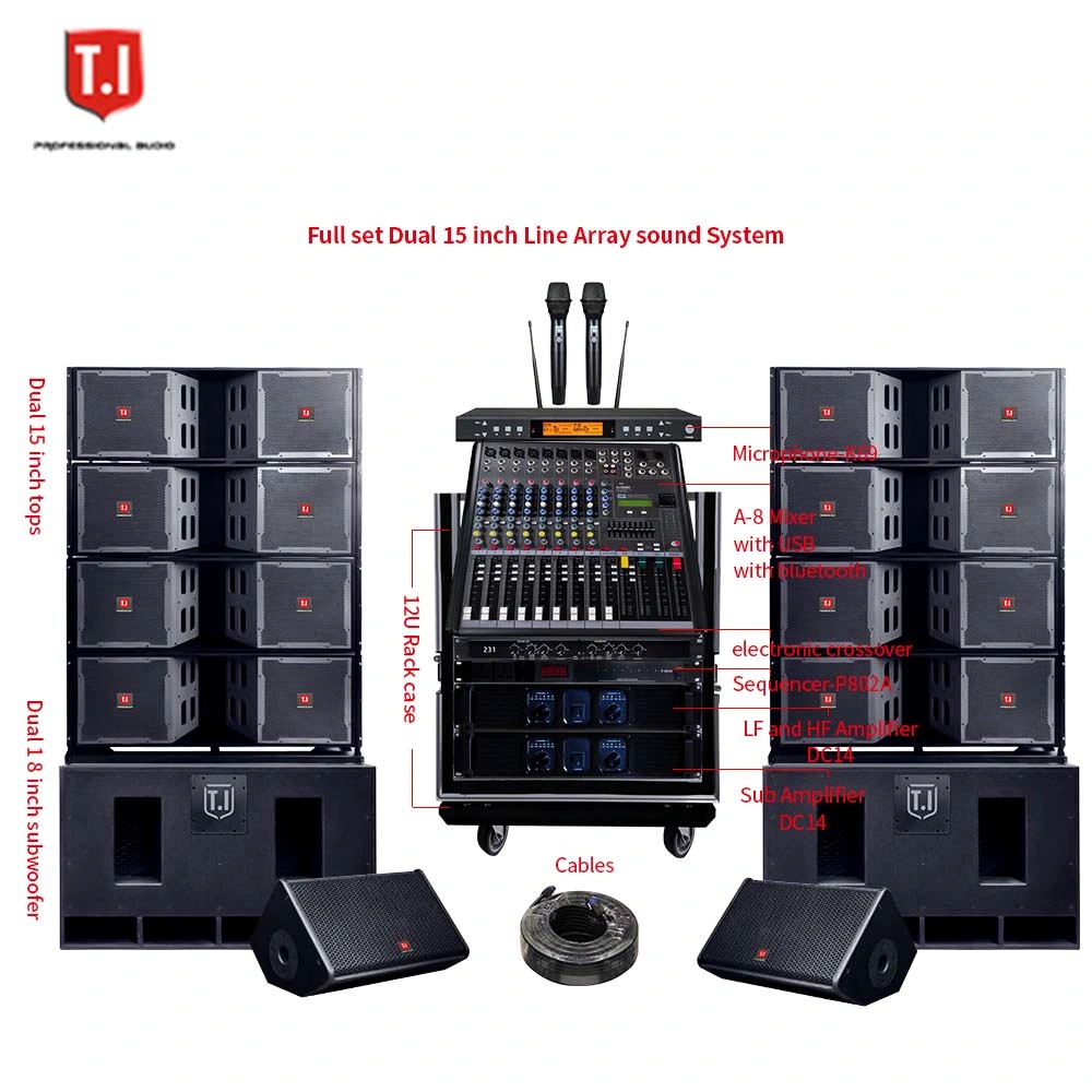 High quality/High cost performance  Concert Stage Speaker Dual 15 Inch Line Array Tops T. I PRO Audio