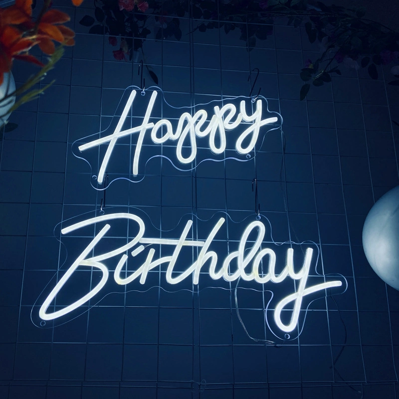 Happy Birthday Neon Sign, Innovative Integral Forming Process, with Dimmable Switch for All Holiday Party and Home Decoration