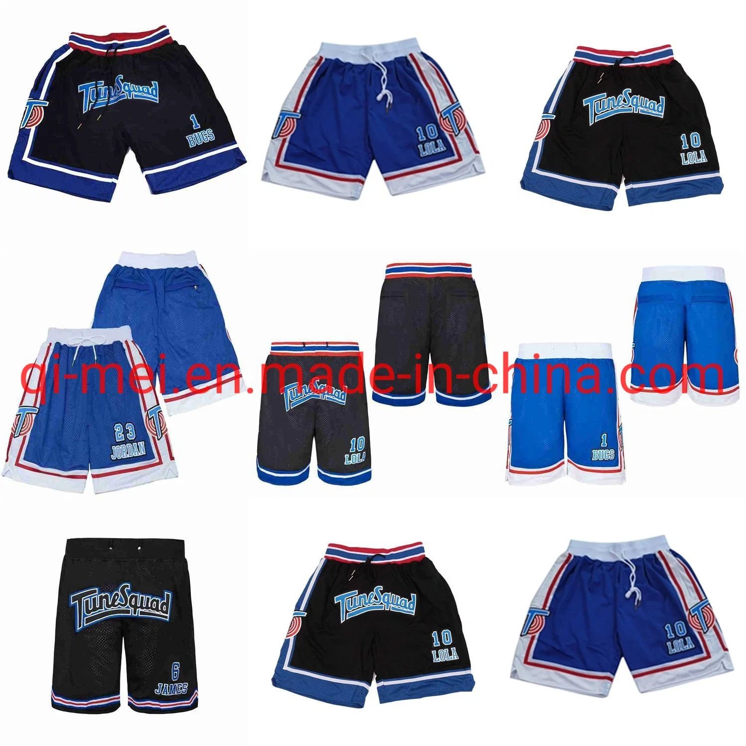 Wholesale Tune Squad Space Movie 6 James 1 Bugs 23 10 Lola Black Blue N-Ba Basketball Shorts