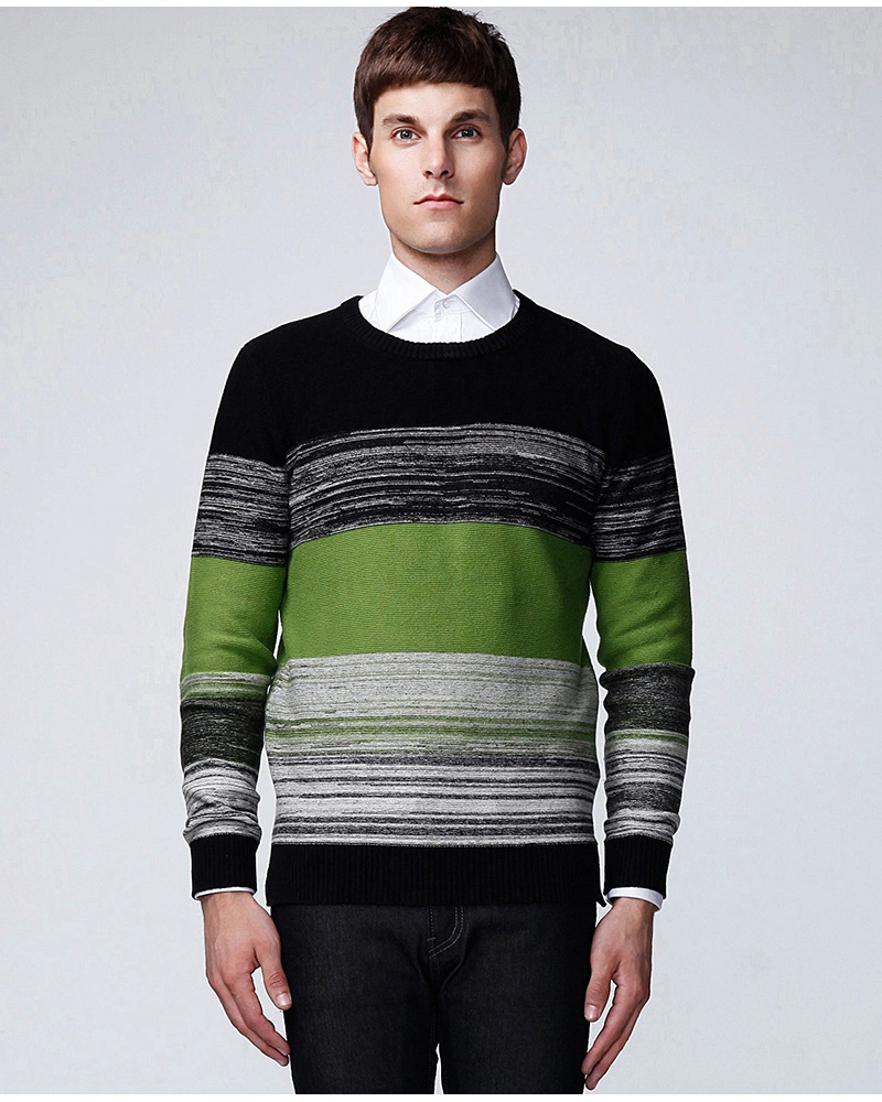 100%Cotton Wholesale Fashion Clothing Striped Knit Men Sweater