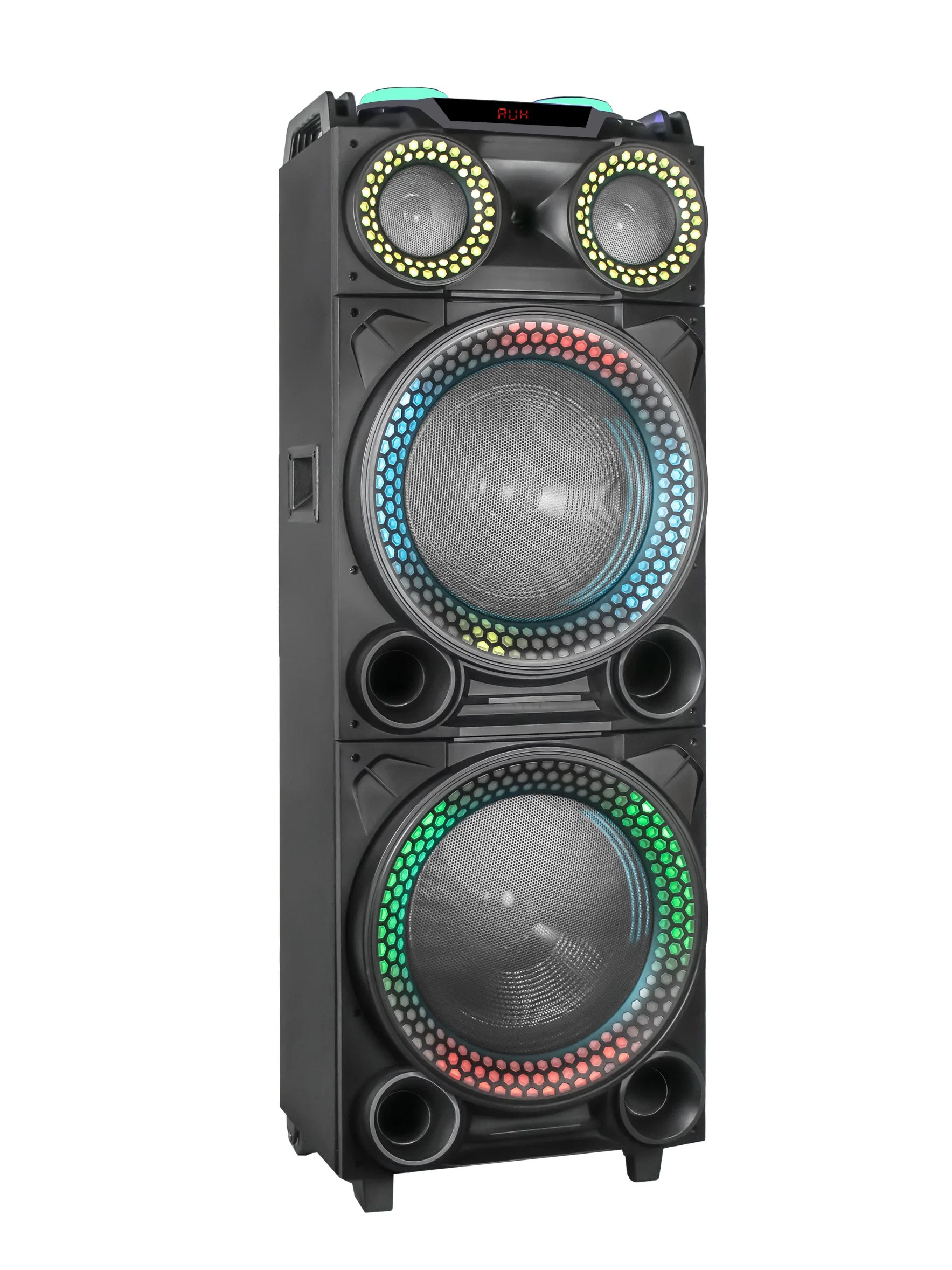 Coluna subwoofer dupla de 12 polegadas com LED rotativo e Bluetooth Party Altifalante