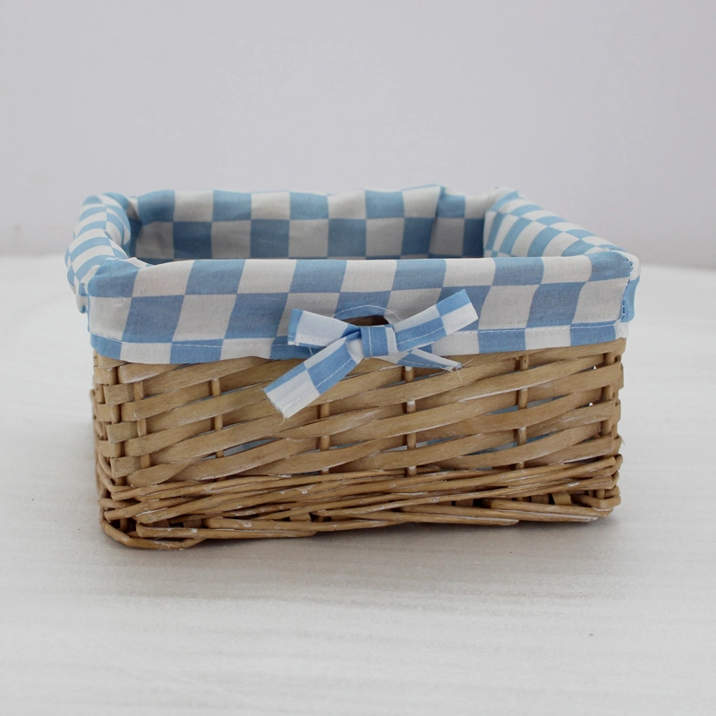 Hot Selling Handmade Rectangular Tabletop Sundries Toy Storage Wicker Woven Basket Set of 2