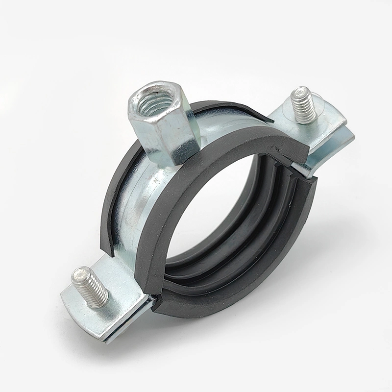 Pipe Clamp with Rubber Rib Hanging Galvanized Metal Aligned Hose Clamp