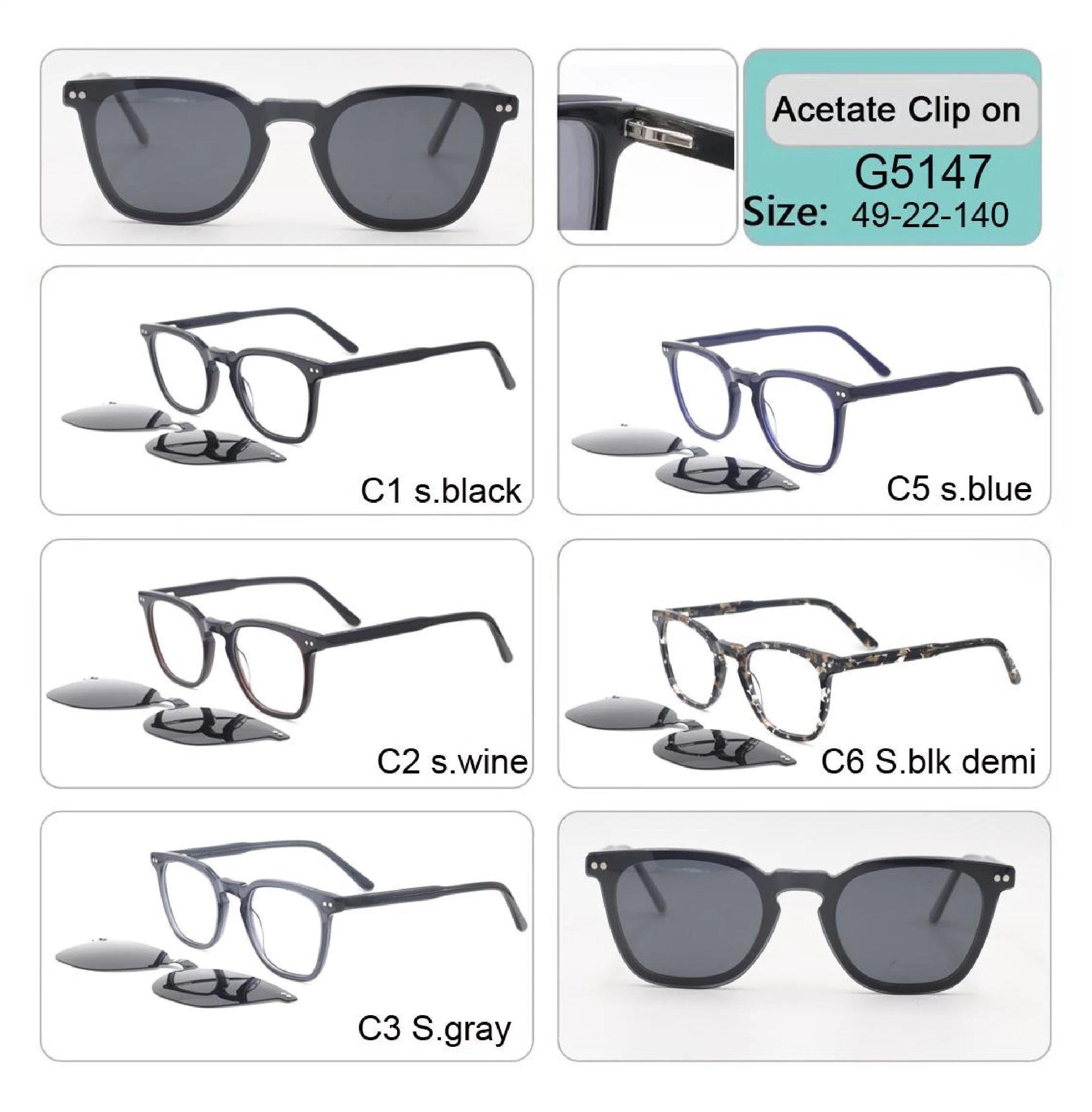 High quality/High cost performance  Clip on Acetate Optical Frame Eyeglasses Sunglass Sun Glass