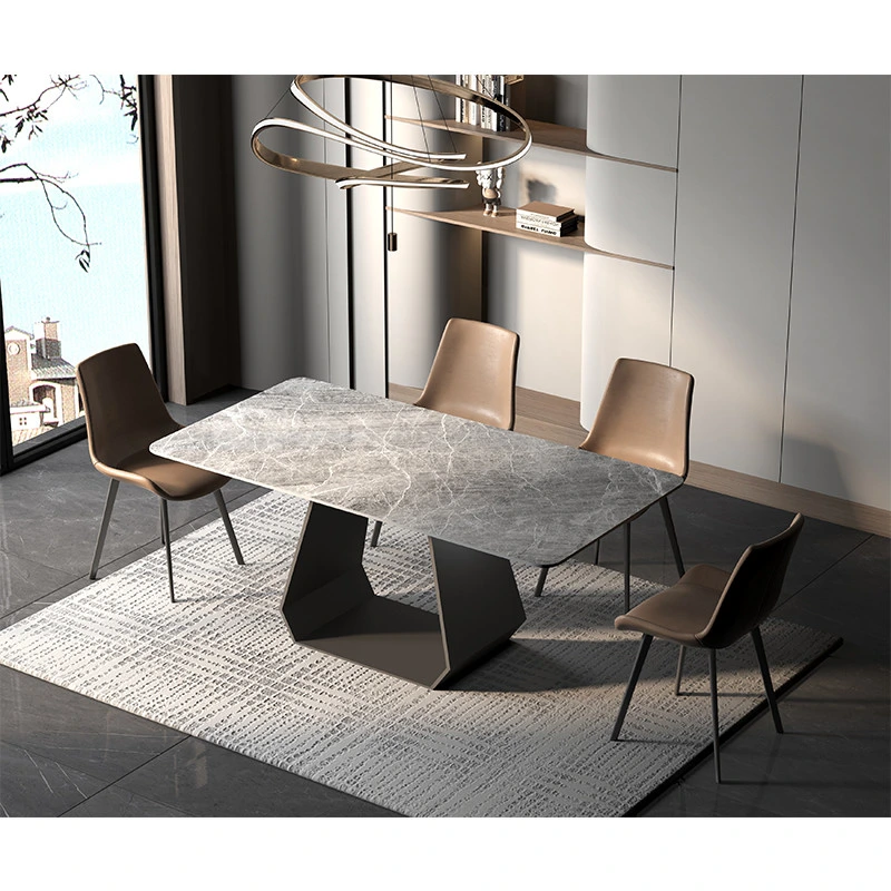 Nordic Furniture Luxury Dining Set Modern Classic 6 Chairs Marble Black Dining Table