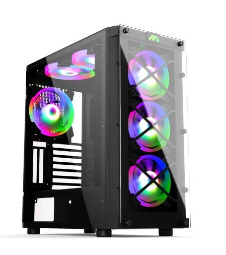 Popular panel frontal de vidrio templado PC Case ATX ordenador