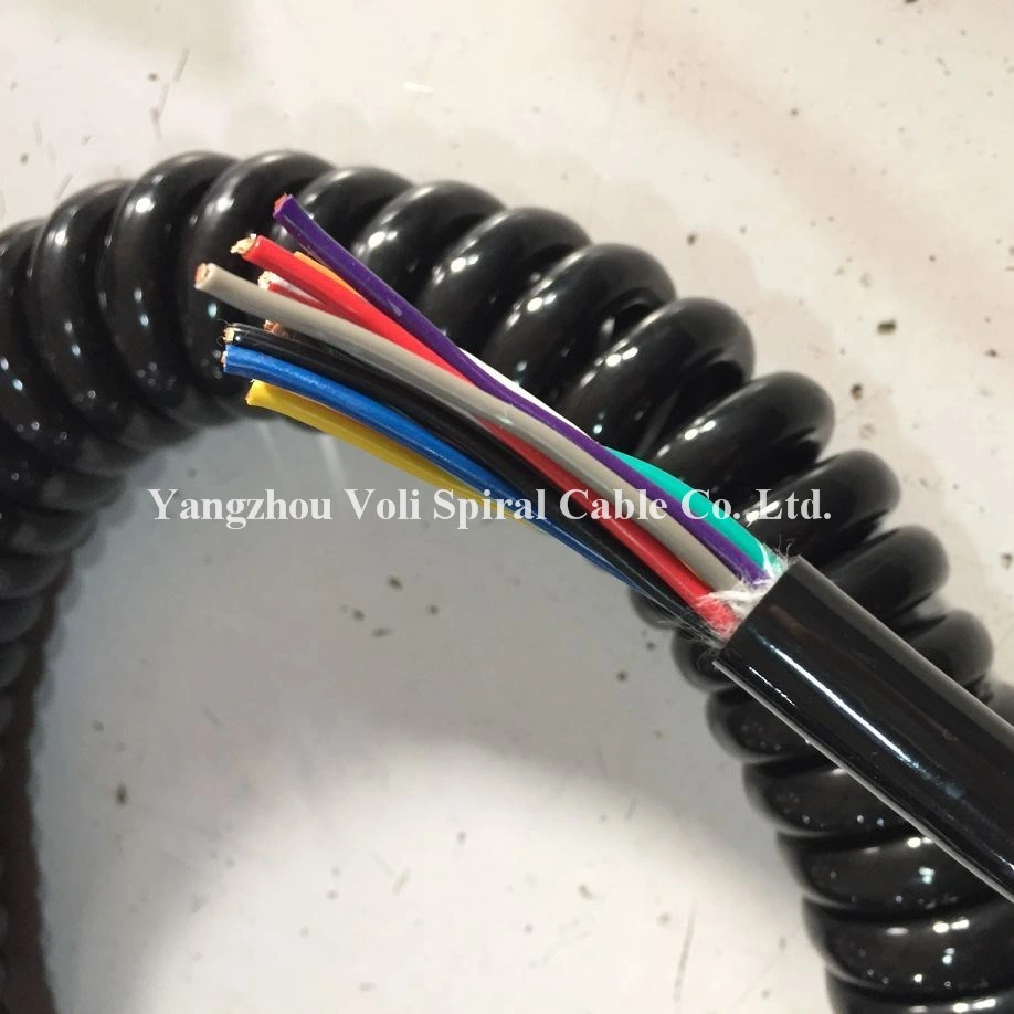 CE Approved PUR Coiled Spring Wire Spiral Cable Customized Coiled Cable