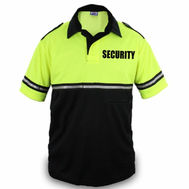 Wholesale Custom Short Sleeve Polo T Shirt Reflective Stripes Security Safety Guard Uniforms Polo Shirts for Mens