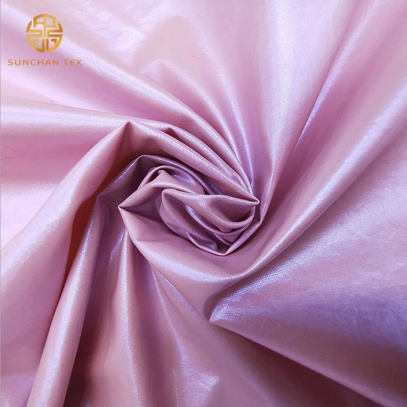 Pérola impermeável de revestimento de PU Fabric Taffeta de nylon para a jaqueta para baixo