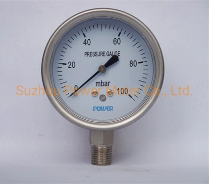 Factory OEM Vertical or Radial Type Low Pressure Gauge 2.5" Dial 100mbar