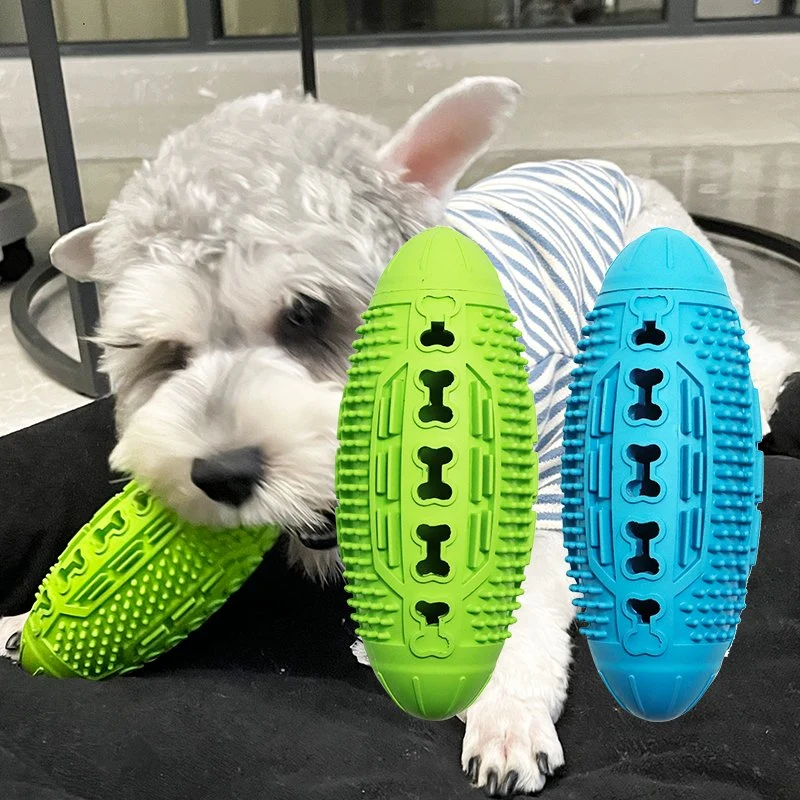 Brinquedo de borracha para mastigar a escova de dentes Toy Dog mastigam comida que falta Esfera