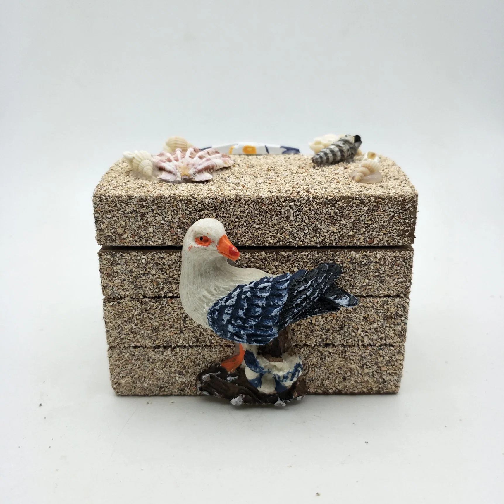 Wooden Decorative Box with a Single Seabird