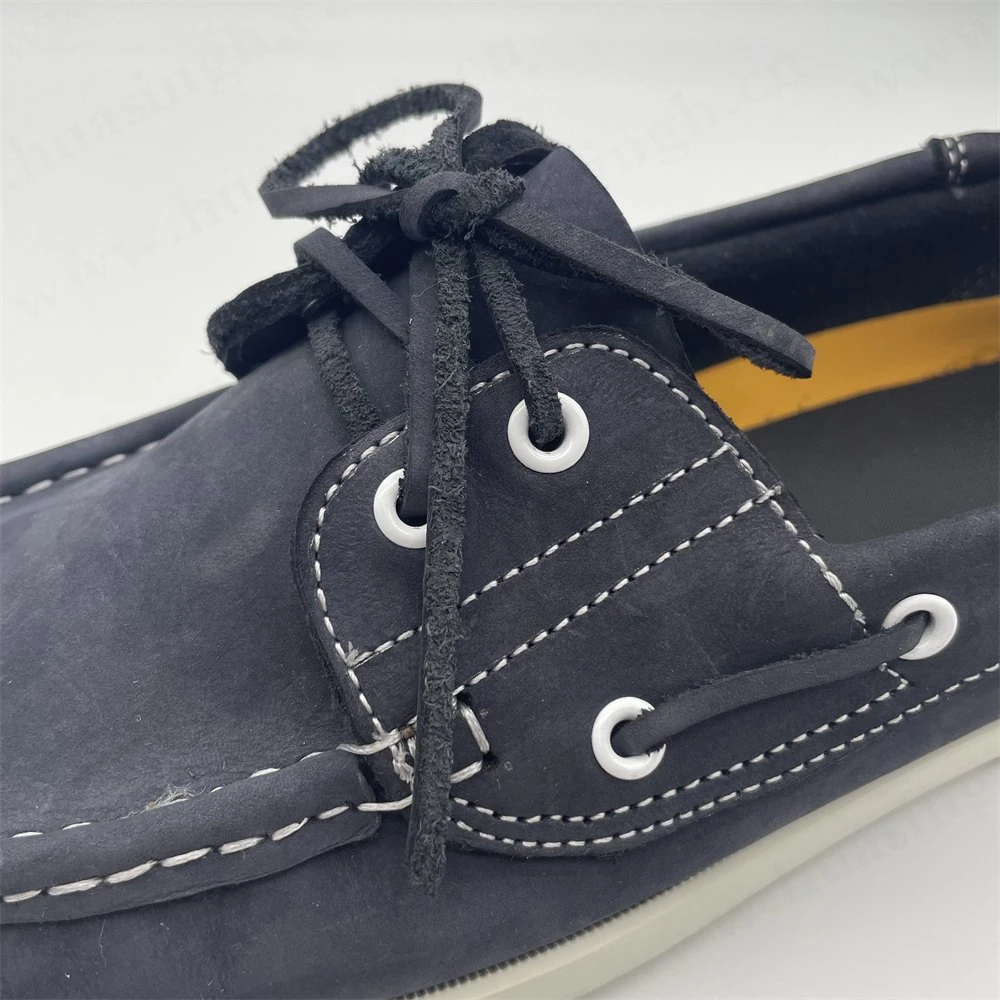 Gww, Handmade Top-Notch Nubuck Leather Blue Peas Shoe for Sale Singapore Market Popular Lace-up Style Penny Shoe Hsw068