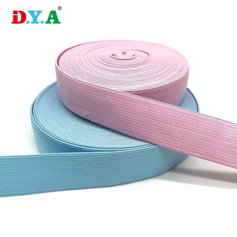 Custom Specification Color Crochet Elastic Tape 15mm Polyester Rubber Knitted Elastic for Clothing Sewing