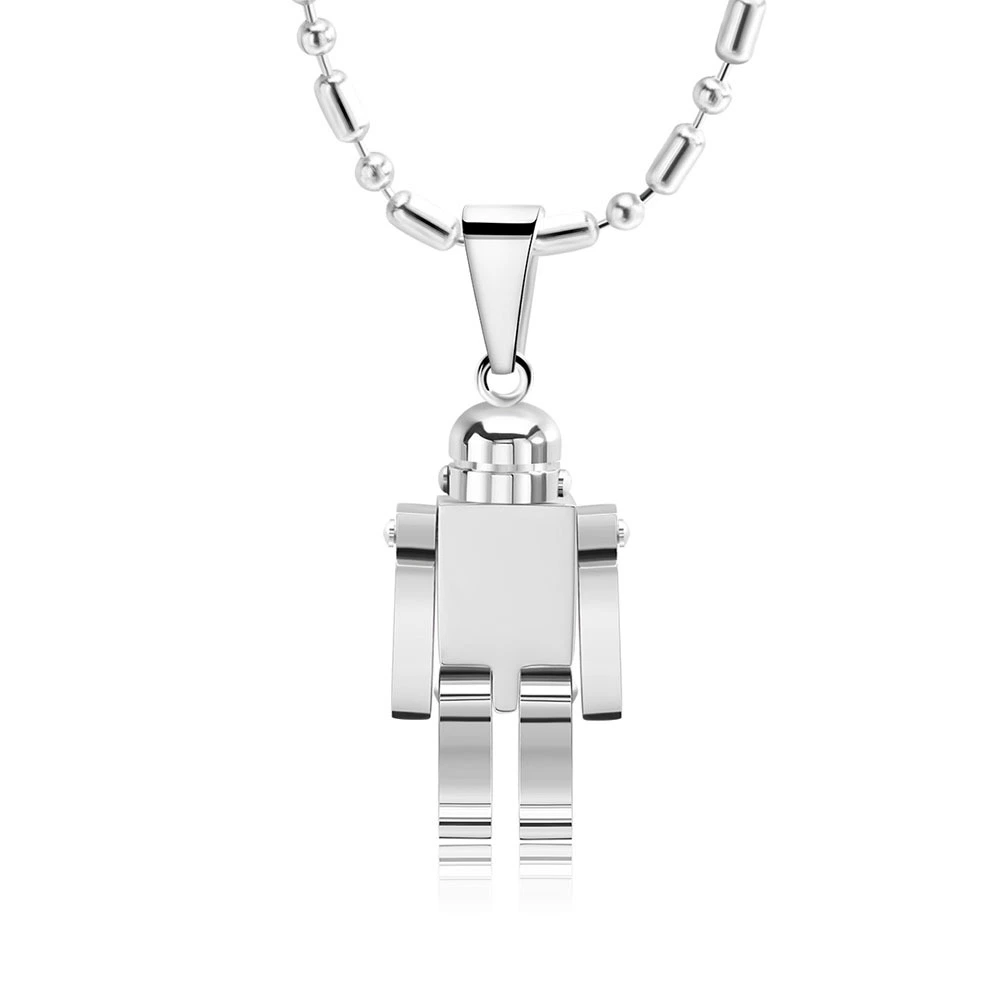 Mens Fashion Jewelry Stainless Steel Robot Necklace Pendant