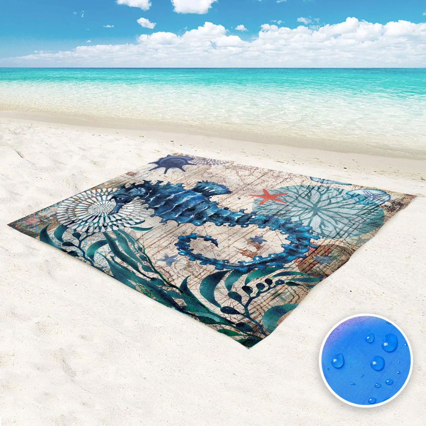 Outdoor Portable Sand Free Foldable Waterproof Camping Beach Mat Custom Logo Sand Proof Beach Blanket