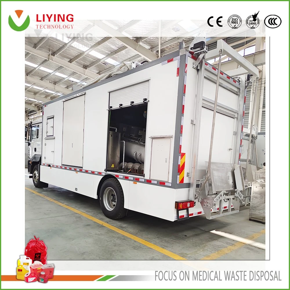 Mobile Medical Instrument Infectious Waste Microwave Diposal Machine Hospital Clinic Waste Shredder Truck