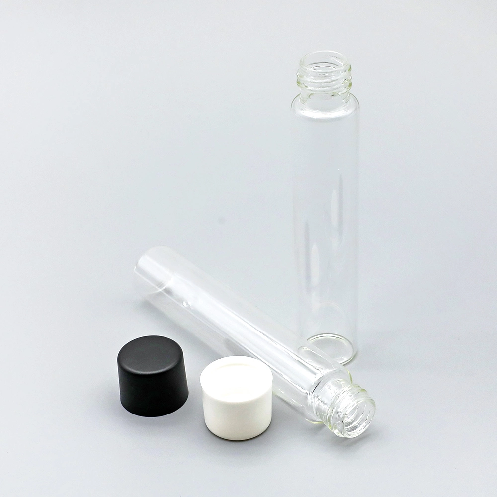 High quality/High cost performance  Factory Custom Screw Top Glass Vial Bottle with Black Plastic Lids for Cosmetics