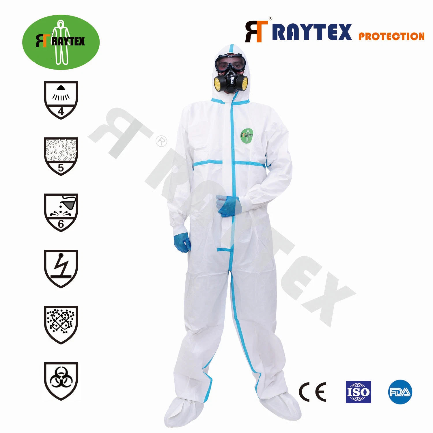 White Polypropylene Nonwoven Type 4/5/6 Waterproof Safety Non Woven SMS Microporous Protection PPE Suit Disposable Coverall