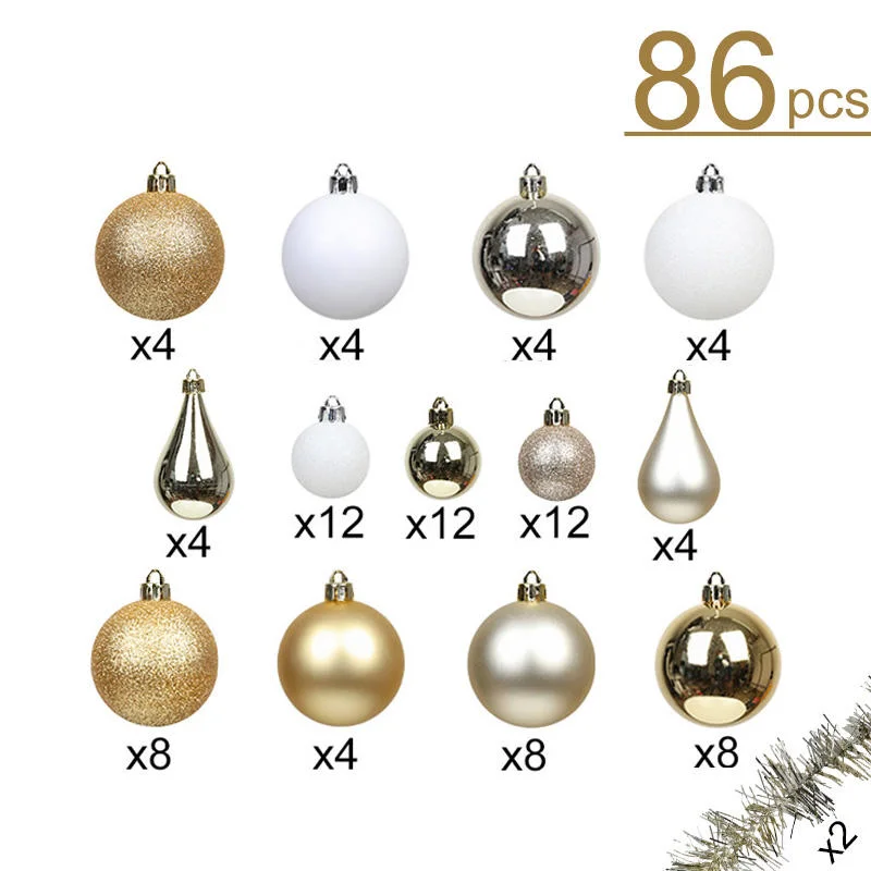 30-100mm 86PCS Red and White Christmas Plastic Ball Ornament