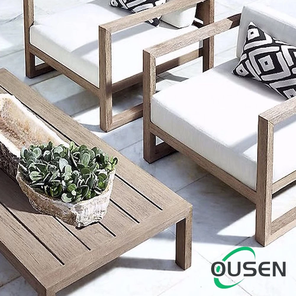 Wasserdichtes Material Garten Sektional 5 Sitzer Stuhl Sofa Teak Holz Möbel Im Freien