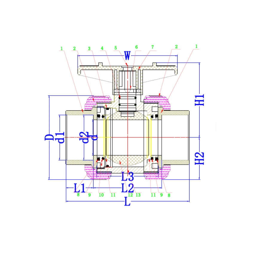 Pph Plastic True Union Ball Valve for Chemical Industry