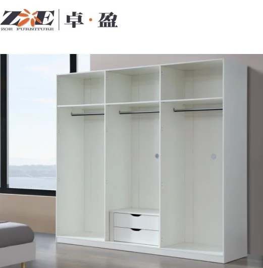 Foshan Factory Wholesale/Supplier Modern Fashion Home Furniture Lacquered Painting Wooden Bedroom Furniture Closet Wardrobe with 6 Doors and Mirror