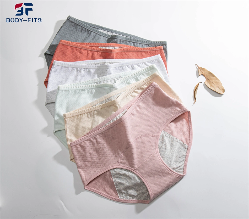 Mujeres Algodón a prueba de fugas absorbente período menstrual bragas antimicrobianas período menstrual ropa interior breve.