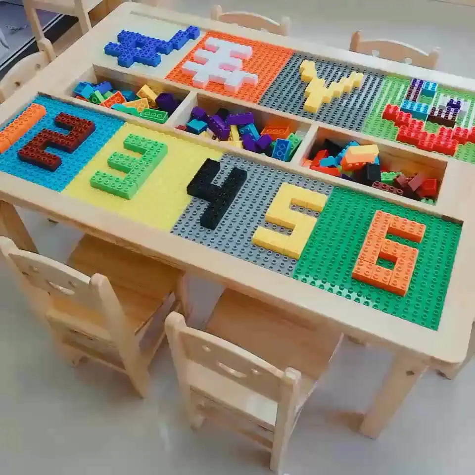 Children Study and Play Wood Tables with Chairs