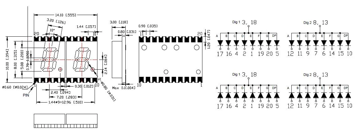 High quality/High cost performance 0.2 Inch Dual Digit 7 Segment SMD LED Display China Manufacturer