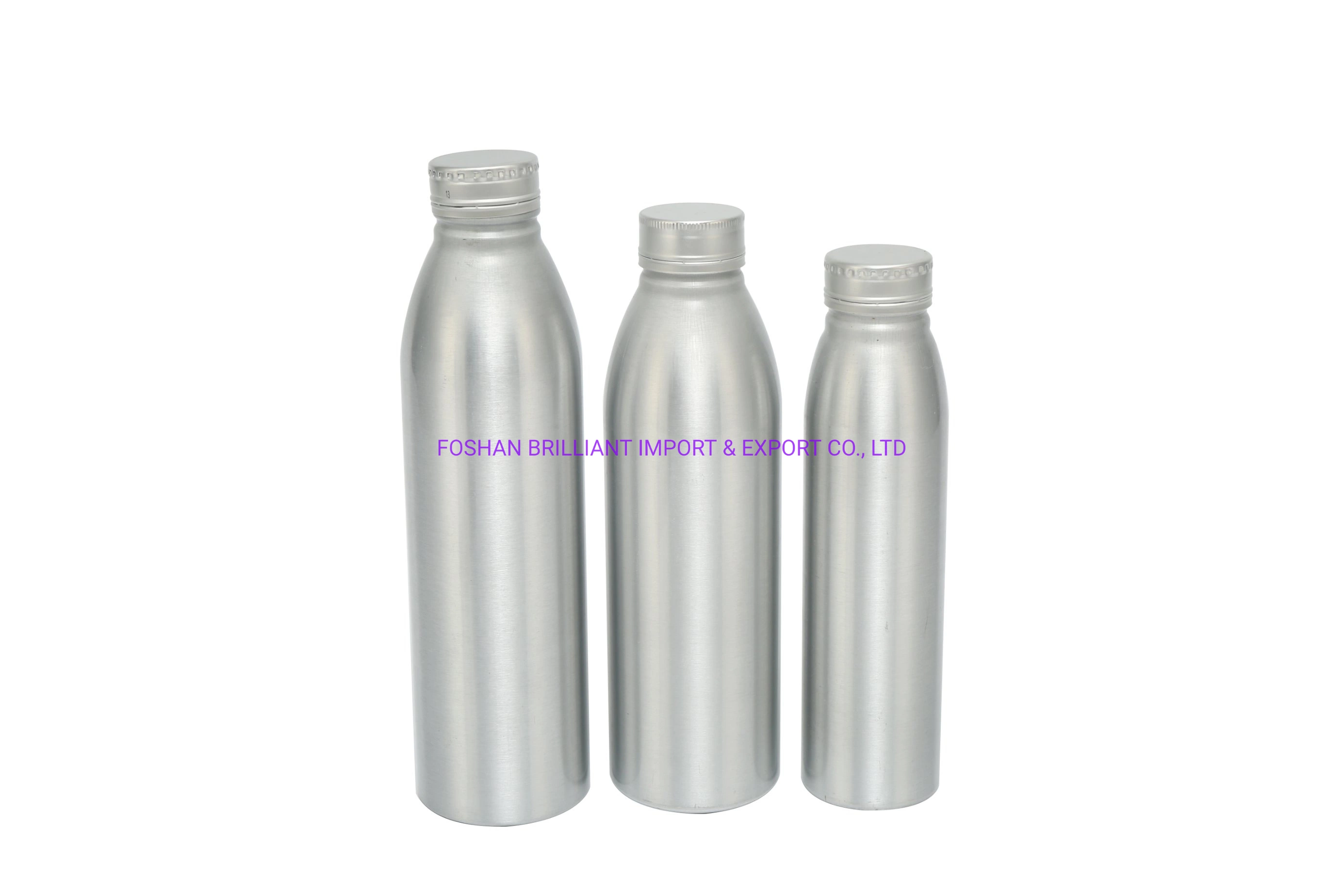 De Aluminio recubierto de grado alimenticio vaso de agua de los envases de metal blanco plateado la botella de aluminio con cierre ROPP 200ml 300 ml 400 ml 500ML 600ml 700 ml