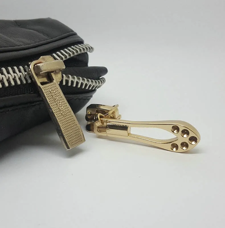 Custom Brushed Antik Logo Reißverschluss abnehmbare Slider Griff für Taschen