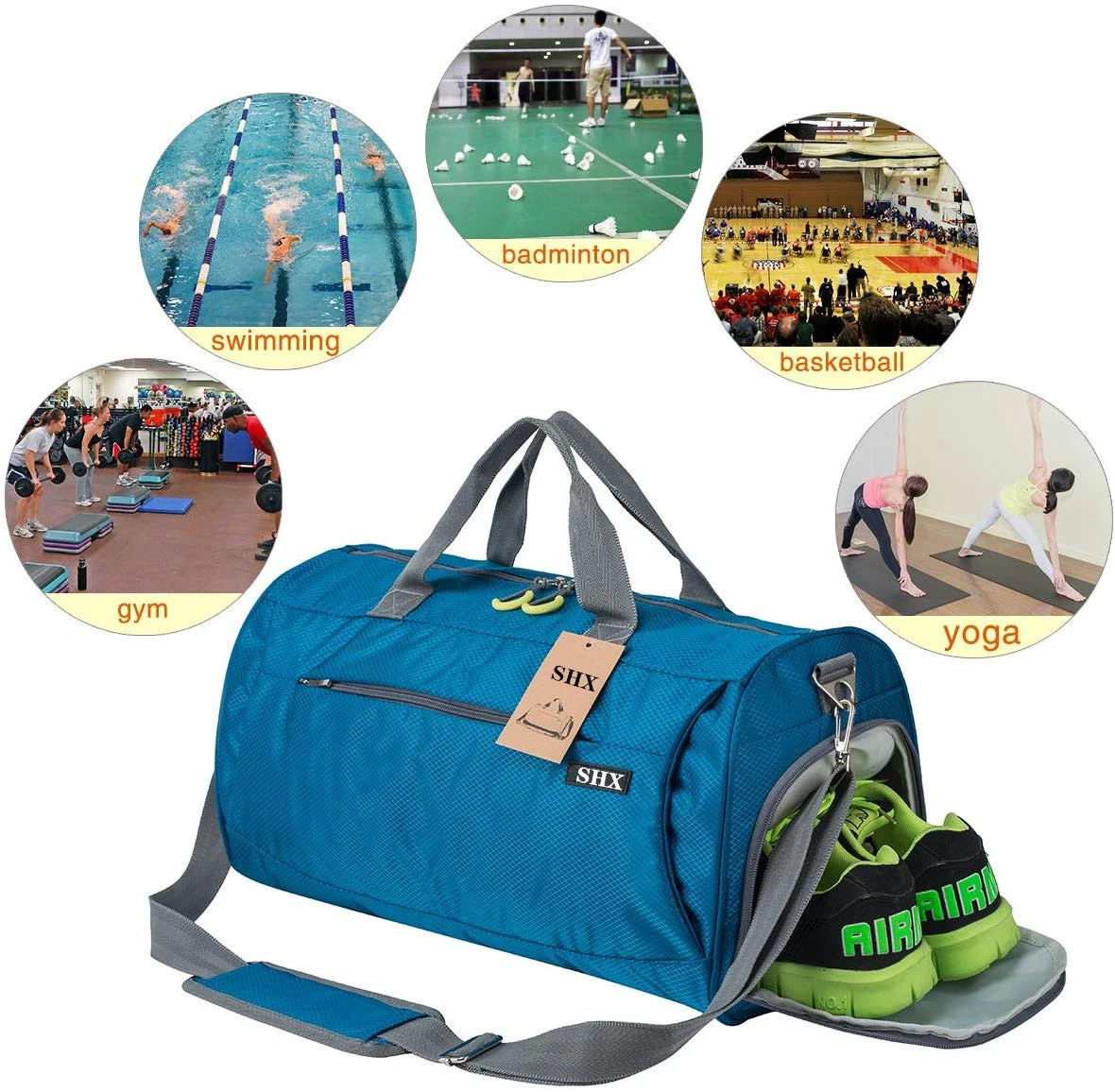 Customized Logo Large Capacity 35L Sports Duffle Gym Duffel Luggage Travel Shoulder Bag