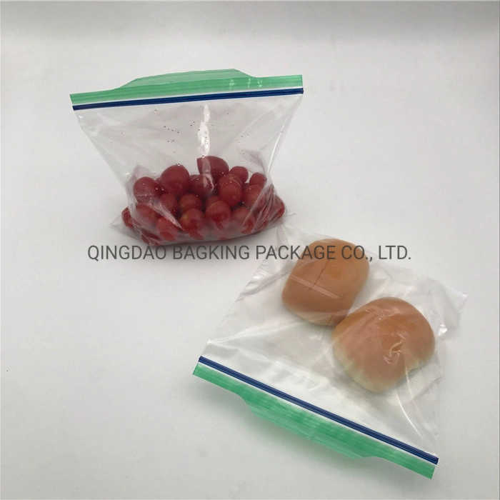 Cremallera de doble cremallera en Color de LDPE Heavy Duty de la Junta de agarre Zipper Ziploc Ziplock Snack galones/ Quart /Congelador /Bolsa de almacenamiento de alimentos de la bolsa de Sandwich