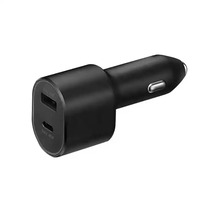 Adaptador de corrente para automóvel de 45 W 15 W, carregamento super rápido com duas portas carregador para automóvel duplo USB tipo C para Samsung