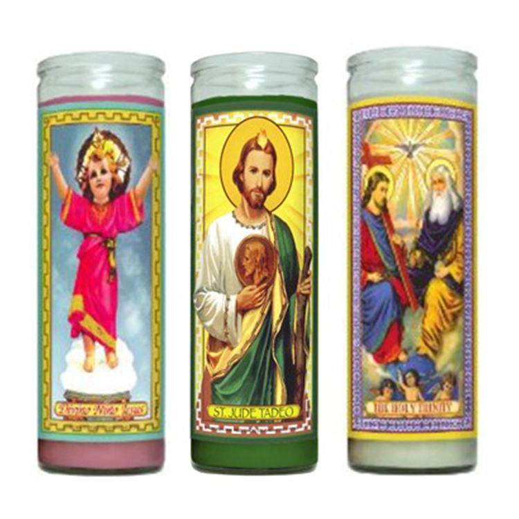 Atacado High Quality colorido Natural Wax 7 Day Church Prayer Religiosos Pillar velas