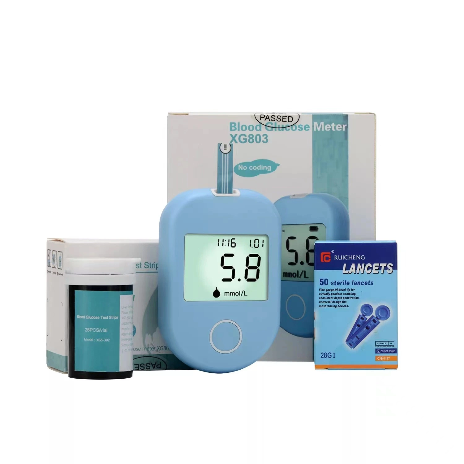 Glucomètre moniteur médical numérique compteur de glucose de sang Diabète Glucose Test Strips