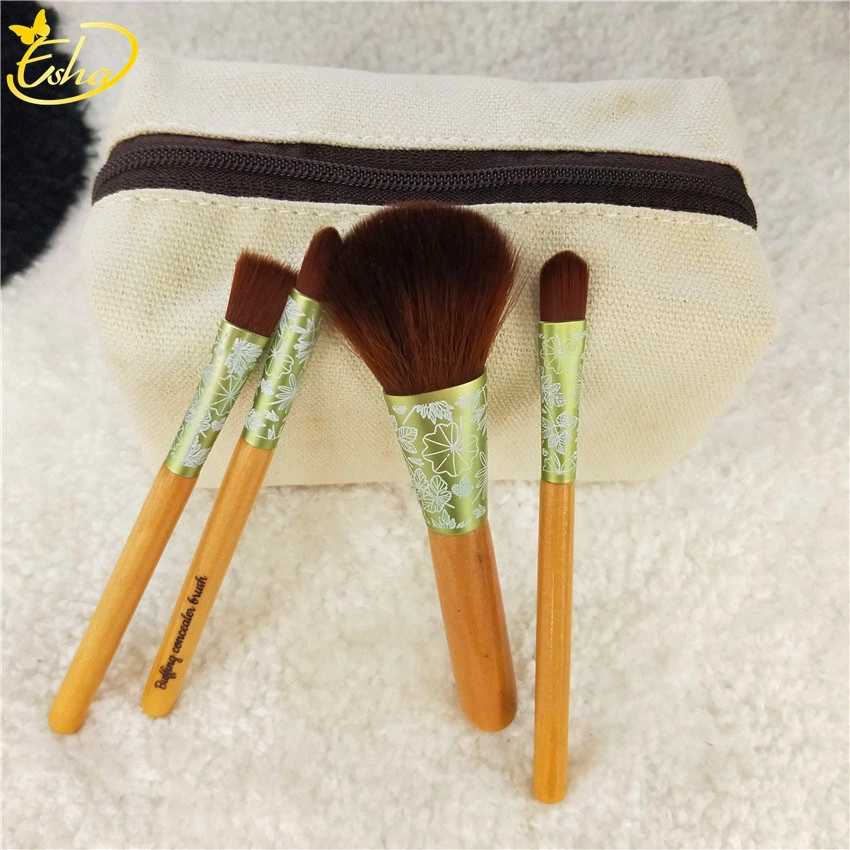 Beauty Makeup Brush Wood Handle Equipment Makeup Accessories 4 PCS Make up Brush Set