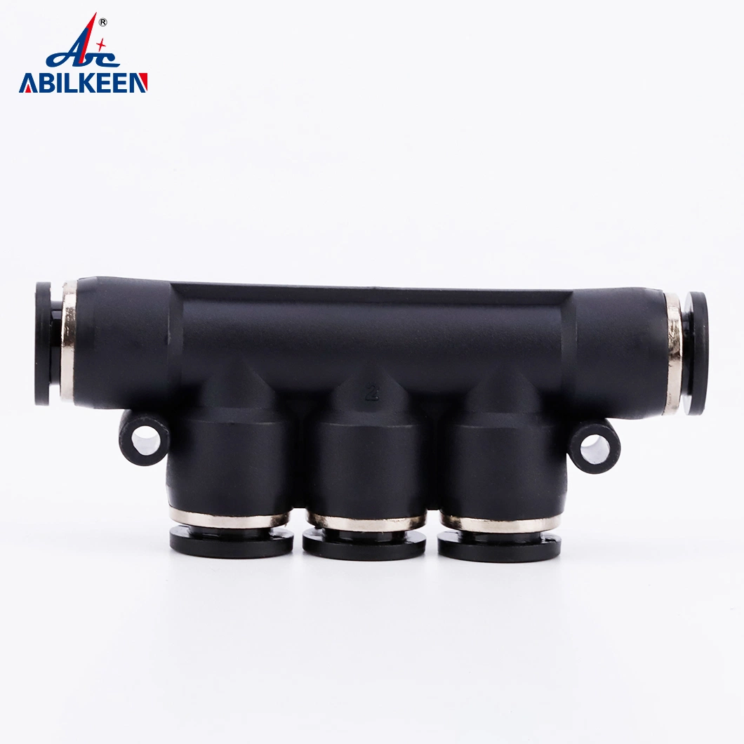 Plastic Pk 5 Throughs Pipe Push to Connect PU Tube Flow Control Pneumatic Fittings Quick Connector