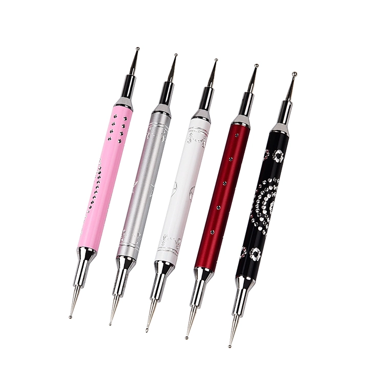 Professional Nail Design Rhinestones Picker Nail Art Painting Dotting Brush Double Metal Head Nail Art Dotting Tools