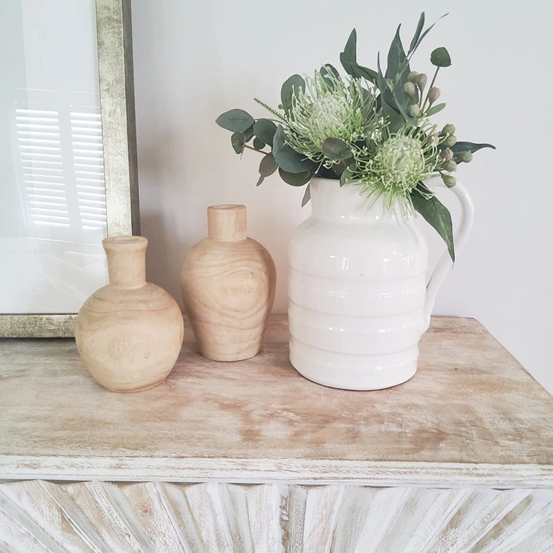 Ensemble de vases en bois, vases de ferme, vase boho pour décorations de salon.