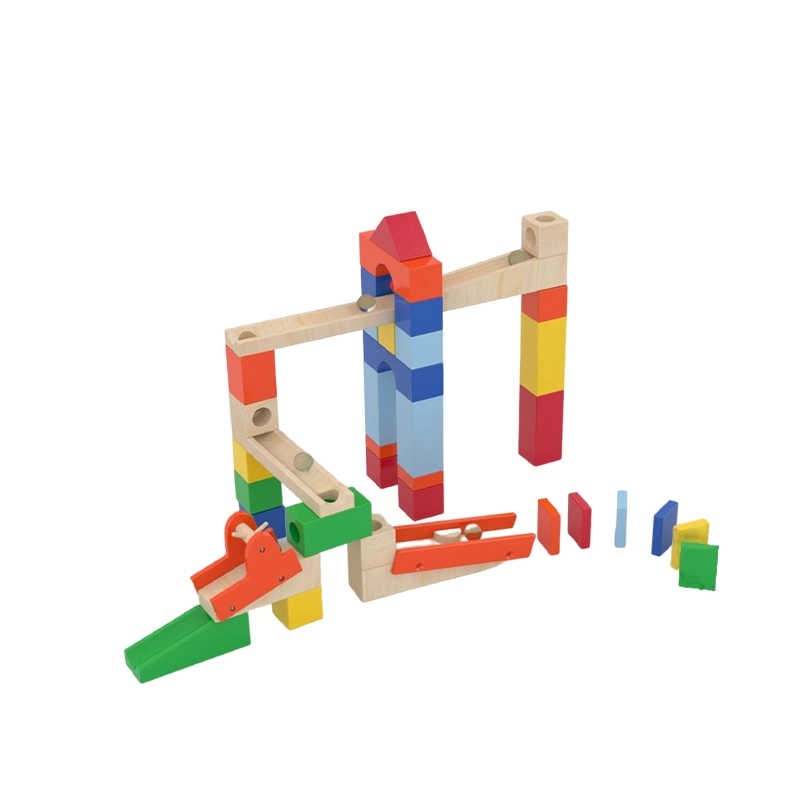 Ensemble de blocs de course en marbre de jouets en bois