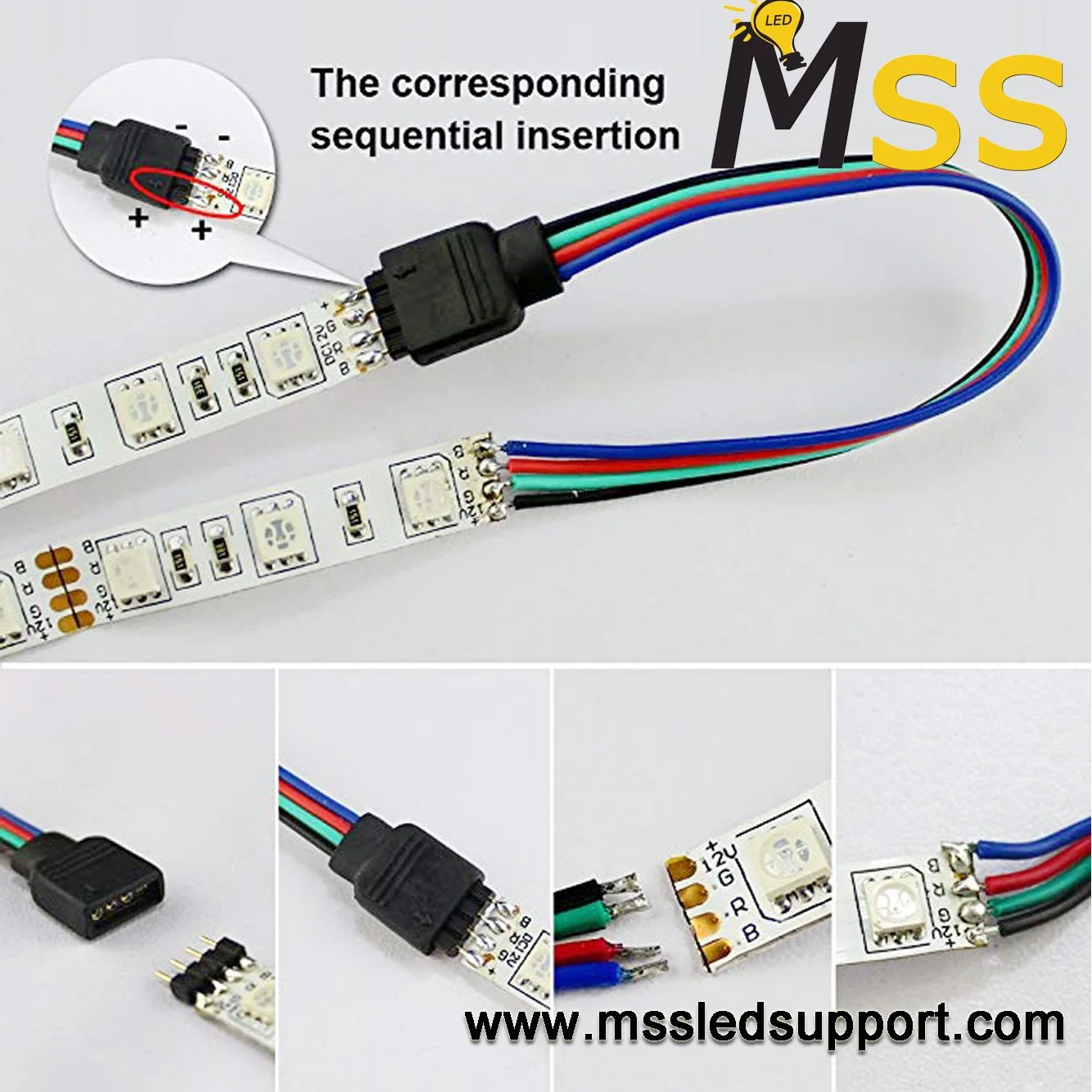 5050/3528 RGB SMD LED Flexible Strip with 10-Piece, 4 Pin Female Connector