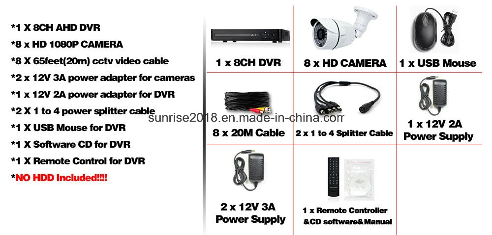 Outdoor 1080P Motion Detection CCTV Ahd DVR Surveillance Kits