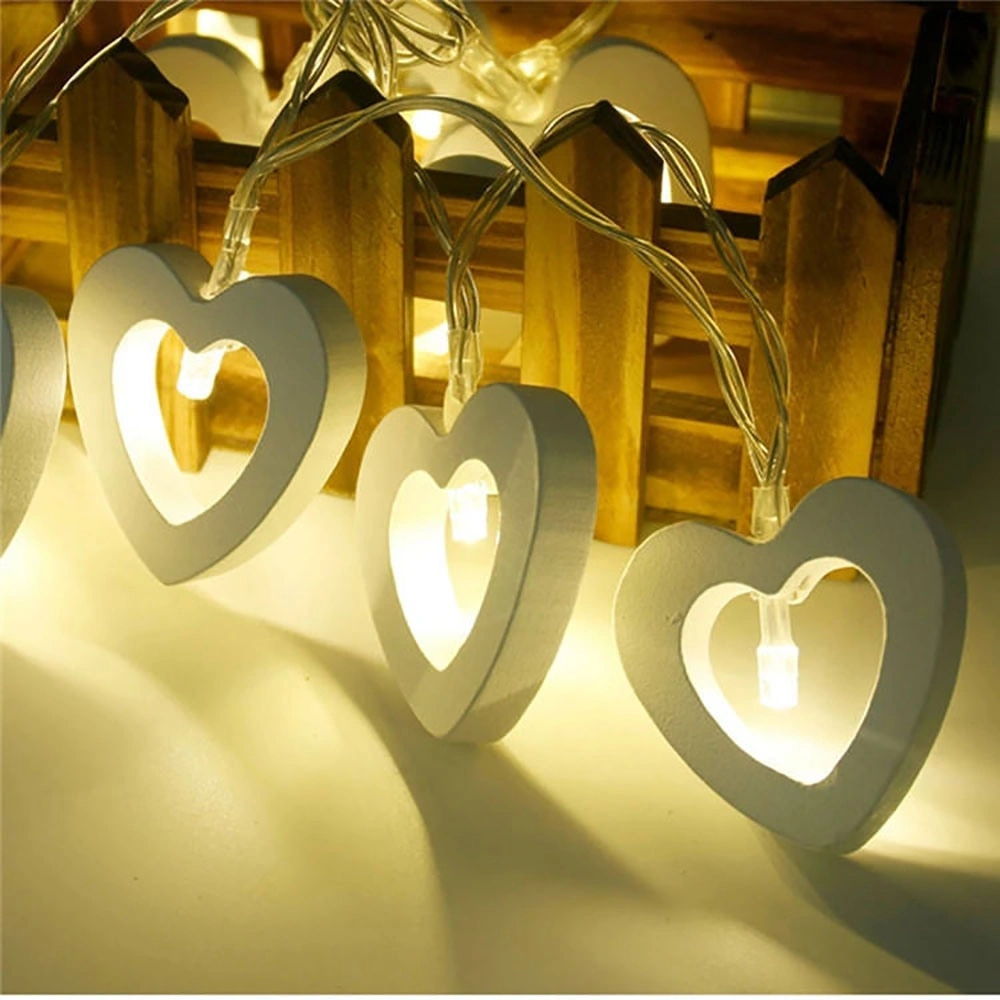 Wooden Love Peach Heart-Shape Modeling Holiday Flashing Fairy LED Christmas String Light