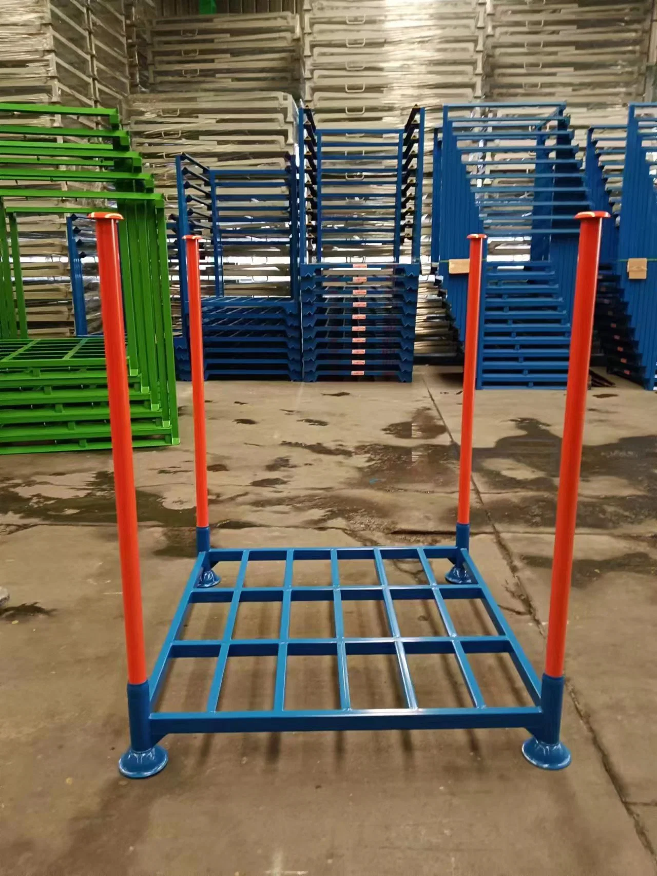 2023 Popular 60"60" Pipe Adjustable Powder Coating Tire Stacking Racks Shelves Portable Warehouse Stackable Pallet Stack Rack